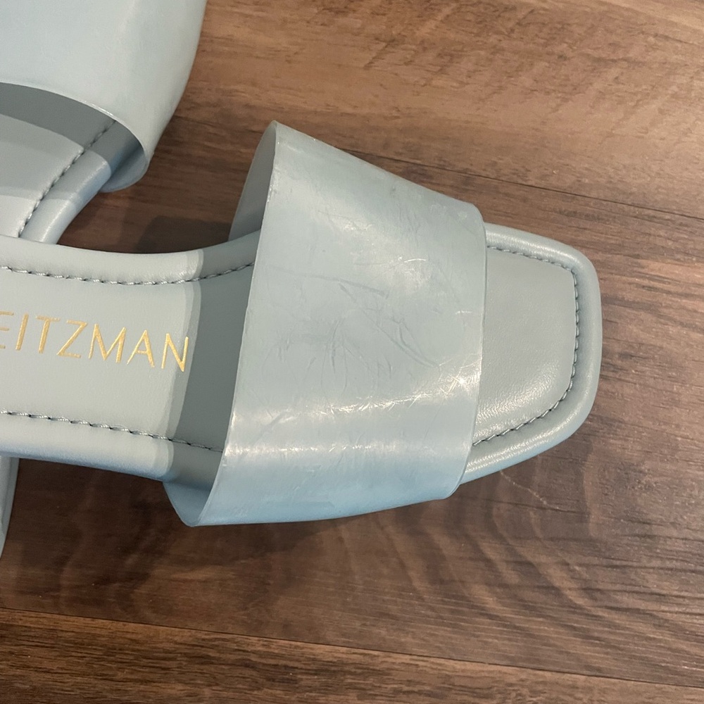 Stuart Weitzman Patent Pale Blue Slide Sandal - Picture 3 of 5